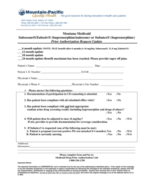 Montana Medicaid Suboxone Prior Authorization Request