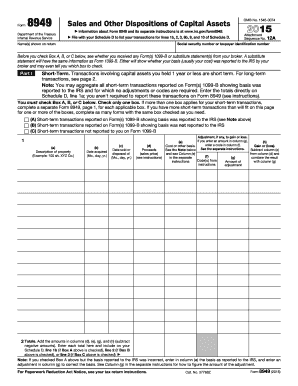 IRS Form 8949 Sales and Dispositions