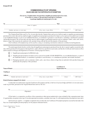 Virginia Sales and Use Tax Certificate of Exemption