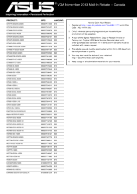 ASUS Canada Mail-In Rebate Form