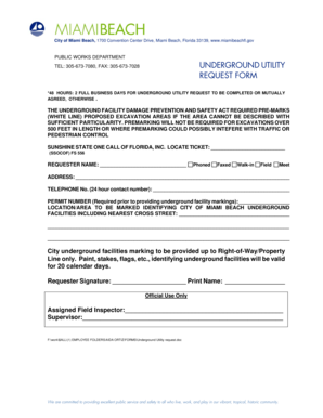 Underground Utility Request Form