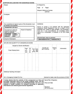 Shipper's Declaration for Dangerous Goods