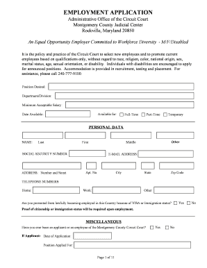 Montgomery County Circuit Court Employment Application
