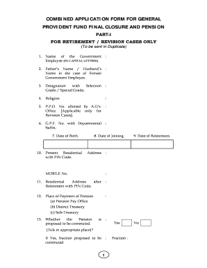 Combined Application Form for Provident Fund Final Closure and Pension