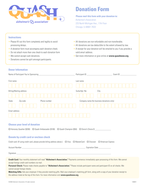 Alzheimer’s Association Donation Form