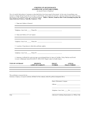 Certificate of Insurance
