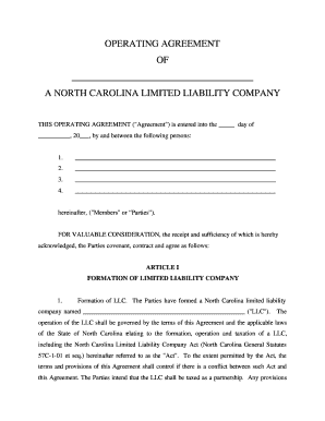 North Carolina LLC Operating Agreement
