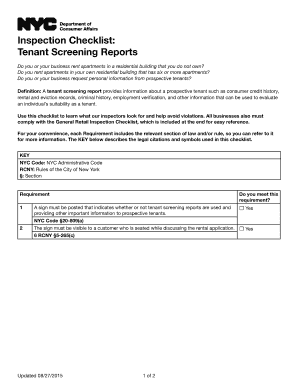 Tenant Screening Report Inspection Checklist