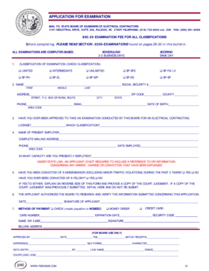 Application for Electrical Contractor Examination