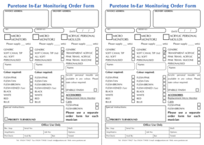 Puretone In-Ear Monitoring Order Form