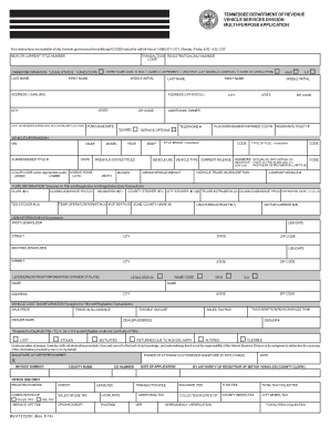 Tennessee Vehicle Title and Registration Application