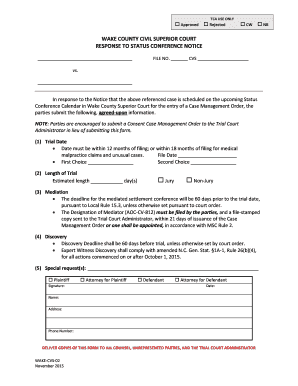 Response to Status Conference Notice