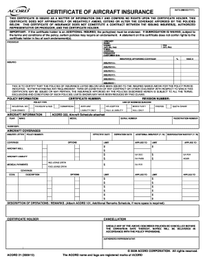 Certificate of Aircraft Insurance