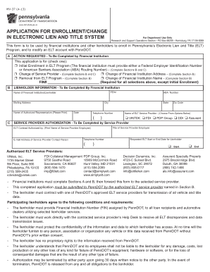 Pennsylvania Electronic Lien and Title Application