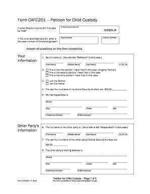 Missouri Child Custody Petition