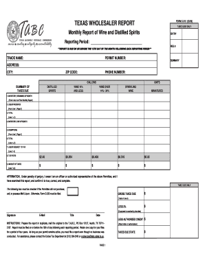Texas Wholesaler Report Form C-210
