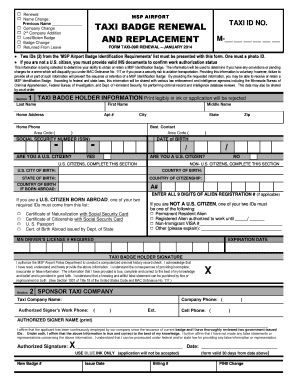 MSP Airport Taxi Badge Renewal Form