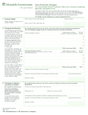 Manulife Contract Changes Form