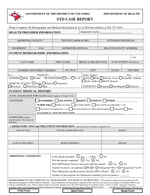 District of Columbia STD Case Report