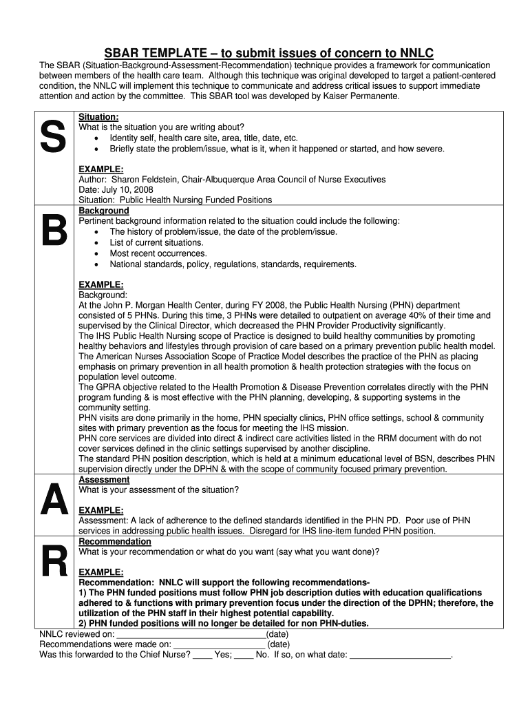 Sbar Template Fill Online Printable Fillable Blank PdfFiller