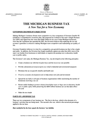 Fillable Online michigan THE MICHIGAN BUSINESS TAX - michigan Fax Email ...