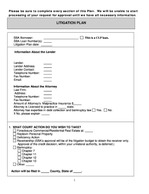 litigation plan template