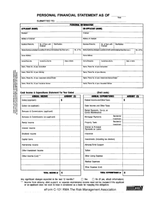 fillable personal financial statement