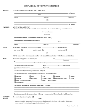 Land use agreement template - tenant agreement form