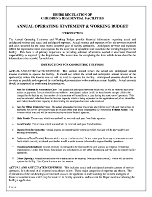 Facilities budget sample - operating budget dbhds annual form