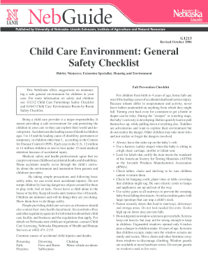 Babysitter checklist template - Child Care Environment: General Safety Checklist - ianrpubs unl