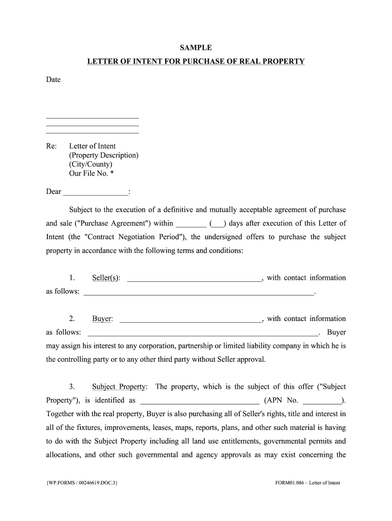 Free Sample Letter Of Intent To Sell Property from www.pdffiller.com