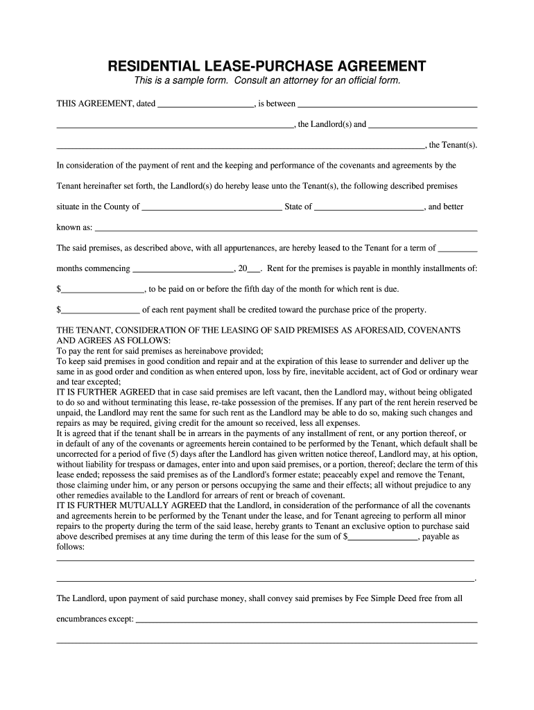 rent to own agreement form