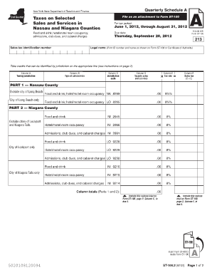 New York Quarterly Schedule A for Sales Tax