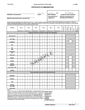 Georgia Certificate of Immunization