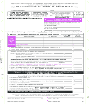 Wickliffe Income Tax Return