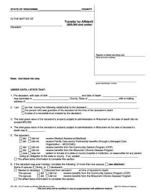 Wisconsin Transfer by Affidavit Form