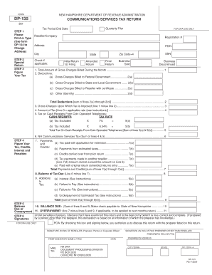New Hampshire DP-135 Communications Services Tax Return