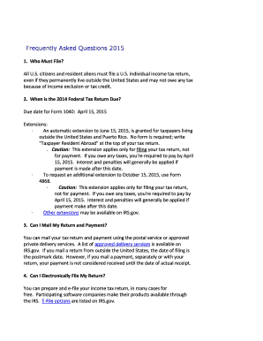 2014 US Federal Tax Return FAQs