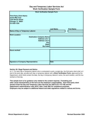 Work Verification Form