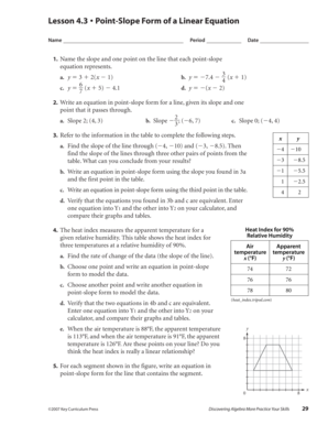 Point-Slope Form Worksheet