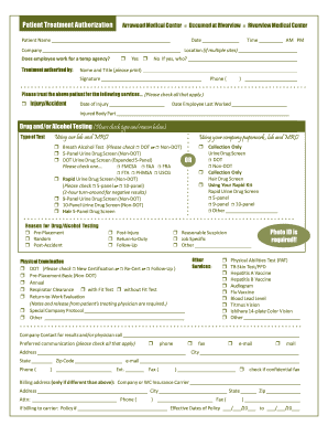 Patient Treatment Authorization Form