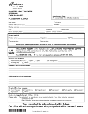 Diabetes Centre Referral Form