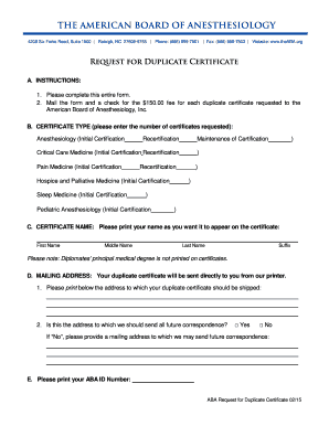 Request for Duplicate Certificate