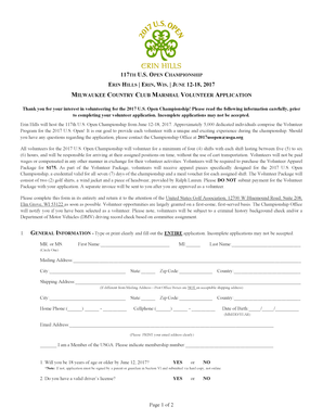 2017 US Open Championship Marshal Volunteer Application