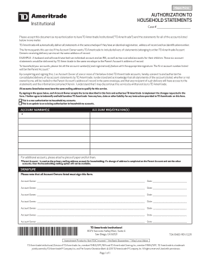 TD Ameritrade Household Statements Authorization