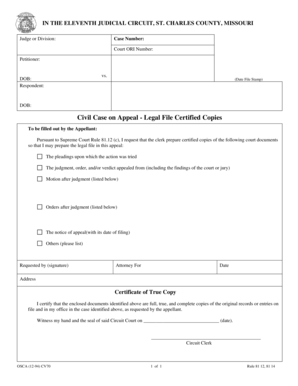 Missouri Appeal Certified Copies Request