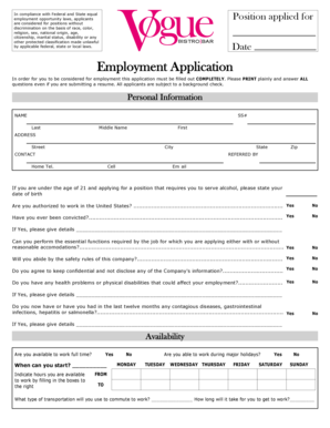 Employment Application Form