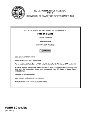 South Carolina Individual Estimated Tax Form