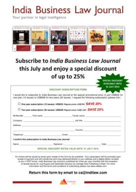 India Business Law Journal Subscription Form