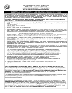Texas Electrical Sign Apprentice License Application